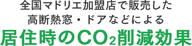 全国マドリエ加盟店で販売した高断熱窓・ドアなどによる居住時のCO2削減効果